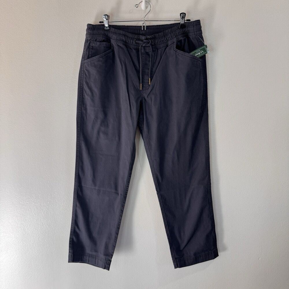 NWT L.L. Bean Pants M Mens Canvas Graphite Gray Pull On Drawstring Pockets
